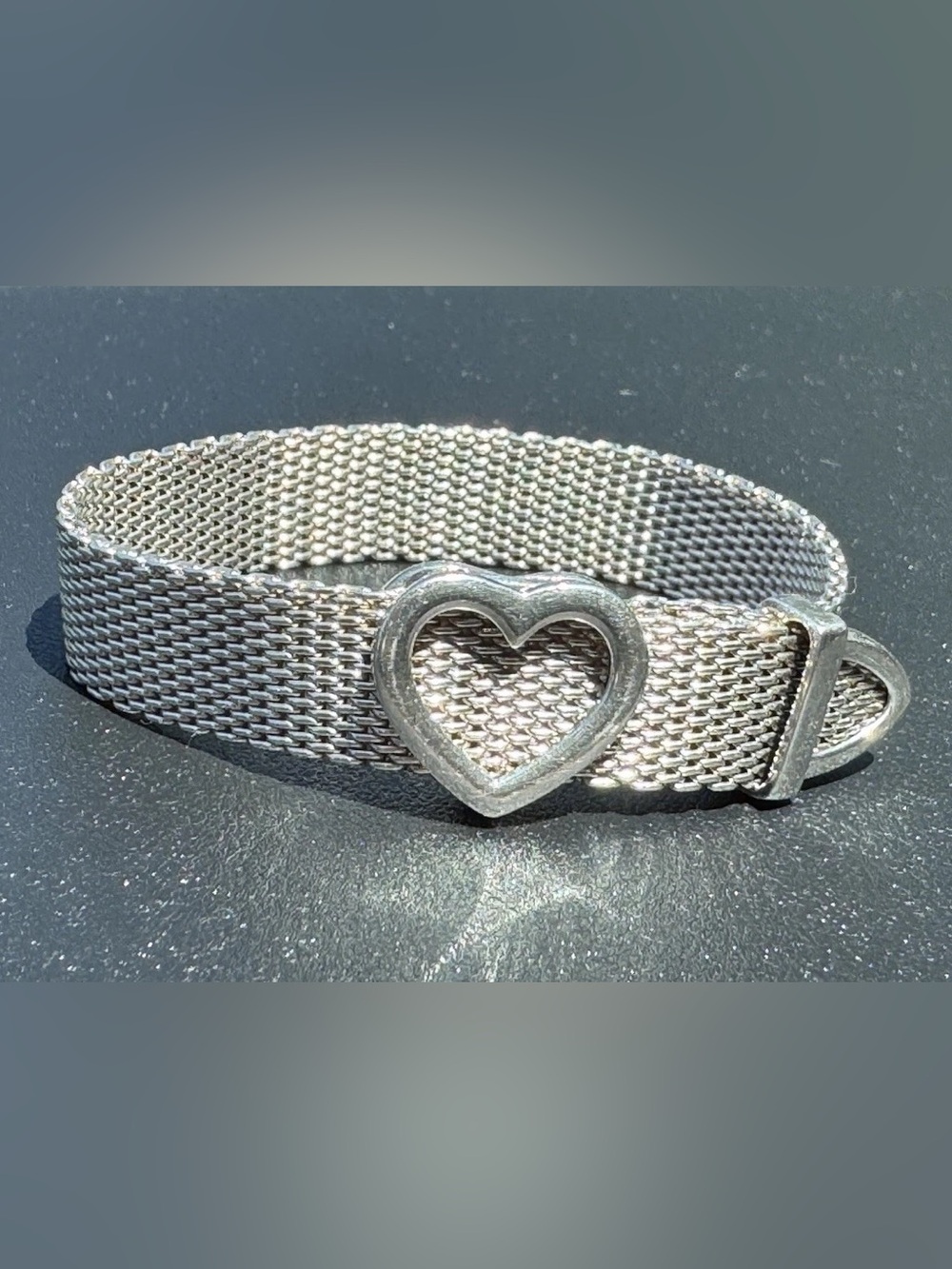 Tiffany & Co. Sterling Silver Somerset Heart Mesh Bracelet